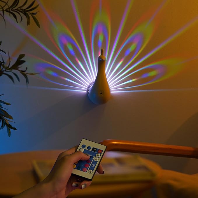 Peacocks Wall Lamp Colorful Ambient Lighting