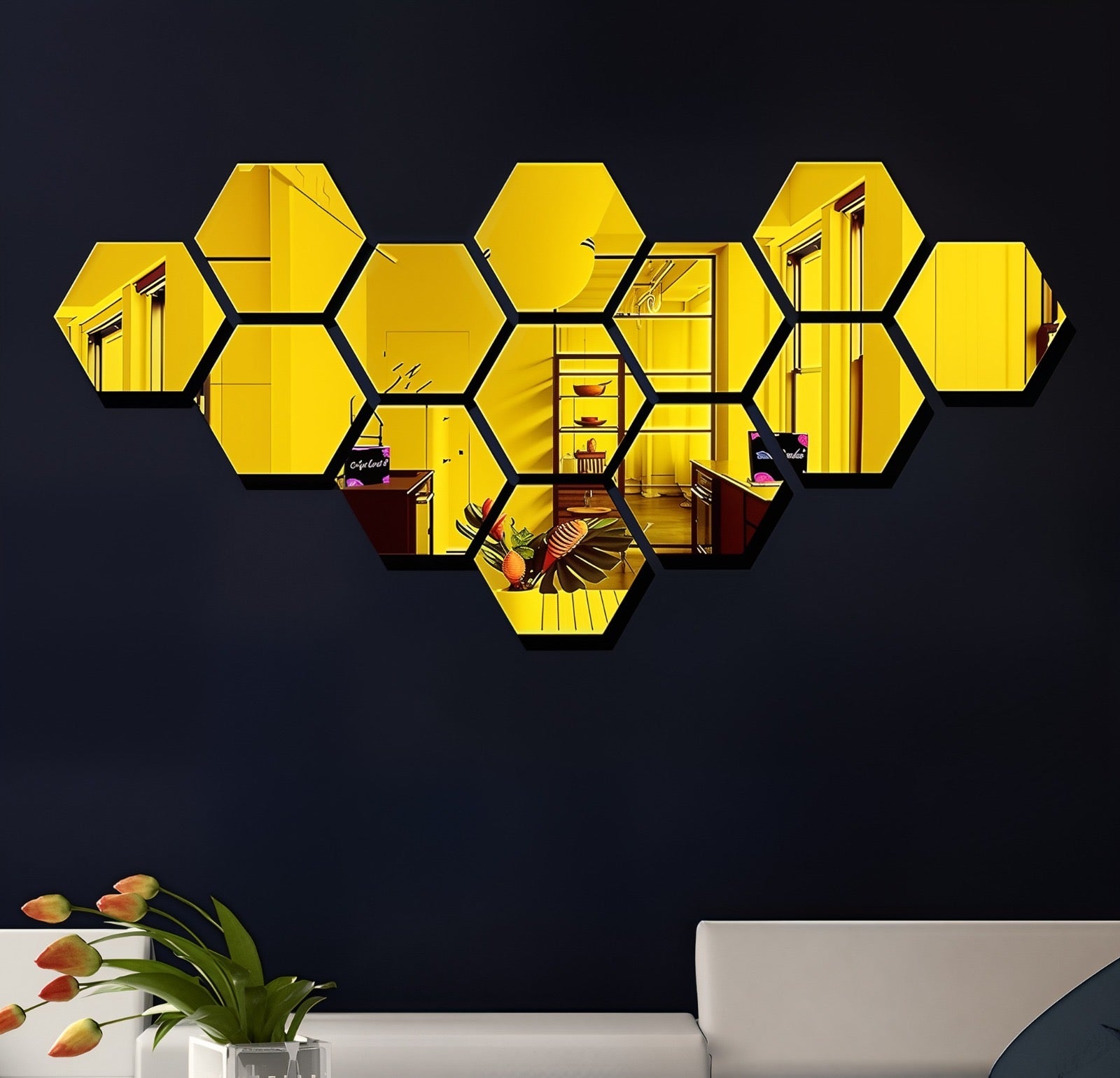 Hexagon Style Acrylic Mirror - Modern Home Decoration