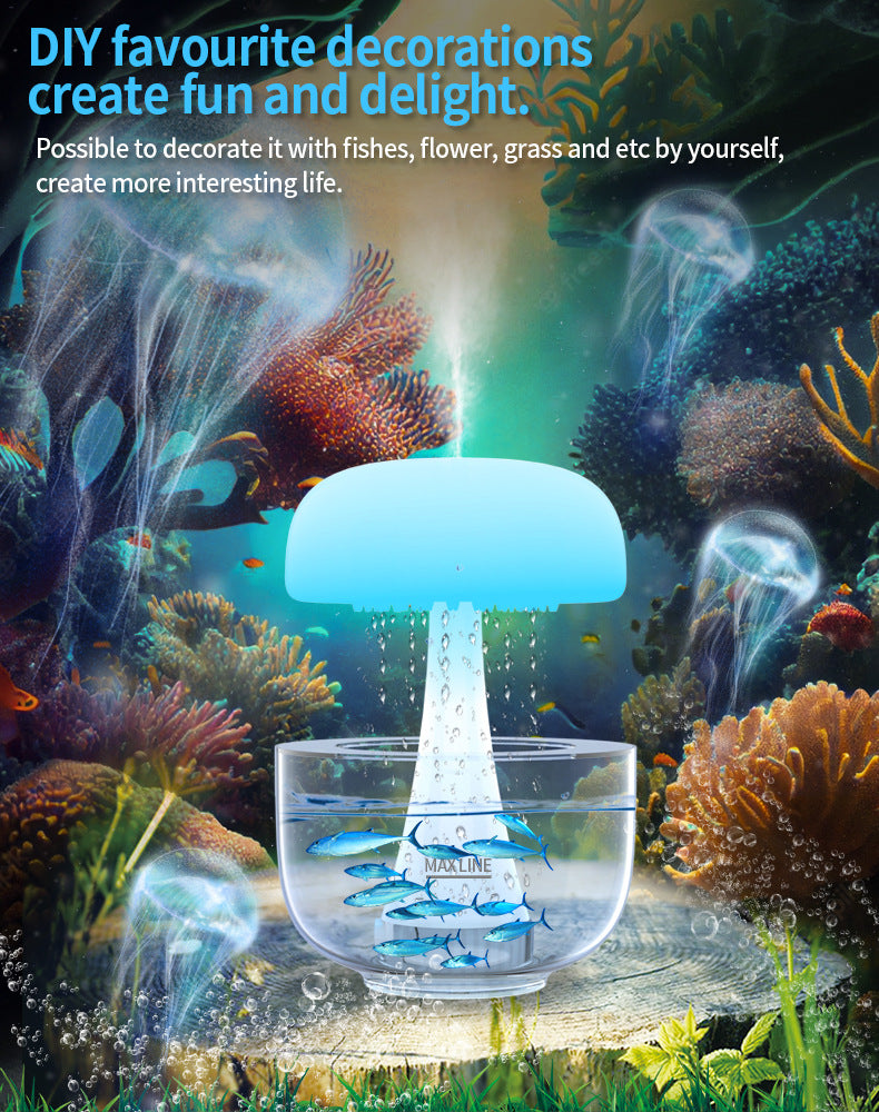 Cloud Rain Jellyfish Humidifier – Ultrasonic Aroma Diffuser with 7-Color Ambient Light
