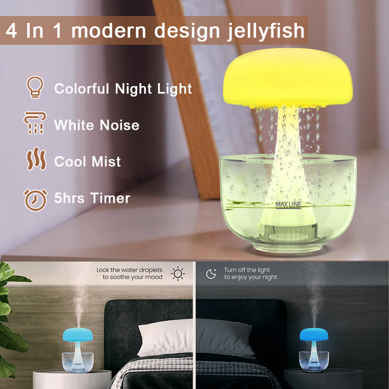 Cloud Rain Jellyfish Humidifier – Ultrasonic Aroma Diffuser with 7-Color Ambient Light